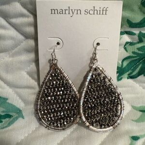 Marlyn Schiff Silver Beaded Teardrop Earrings NWT